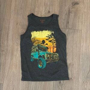 Out of Print Black and Orange Graphic Tank Top
